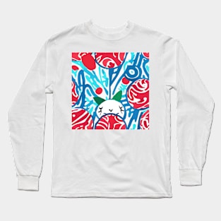 Retro abstract pattern with hidden cat Long Sleeve T-Shirt